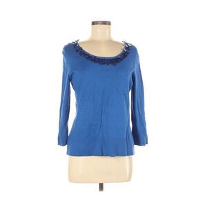 JM Collection Blue Pullover Sweater Medium